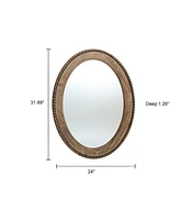 LuxenHome Cameo Wood Framed 32-Inch Oval Wall Mirror