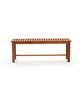 LuxenHome Carmel Solid Wood Outdoor Dining Bench