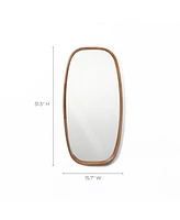 LuxenHome Natural Rubberwood Frame Rounded Rectangle Wall Mirror