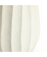 LuxenHome Off White MgO Round Modern Fluted Vase