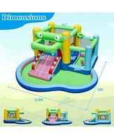 Costway 5-in-1 Inflatable Bounce House with Slide Splash Pool Ball Pit & Basket Hoop