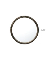 LuxenHome 32-Inch Round Brown Crater MgO Frame Wall Mirror