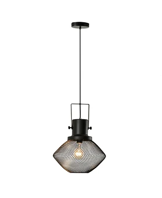 Simplie Fun Industrial Pendant Light Fixtures, Black Metal Frame Hanging Ceiling Light for Living Room, Bedroom, Kitchen, Dining Room with Adjustable