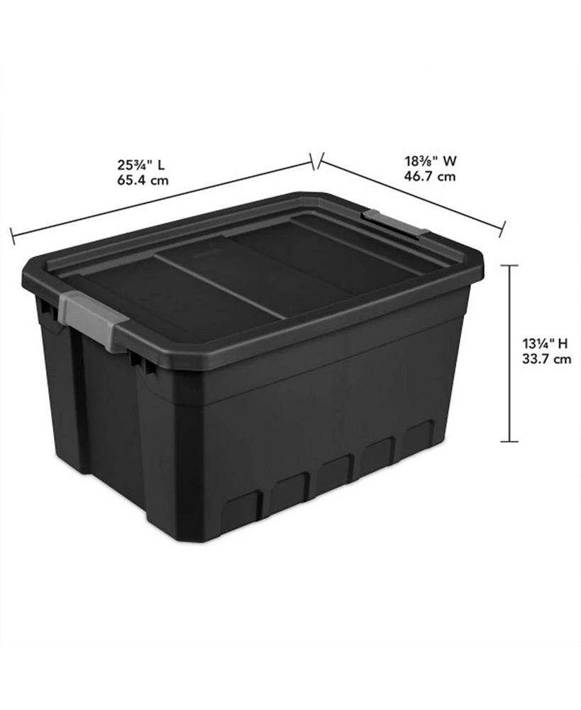 Sterilite 19 Gal Rugged Industrial Stackable Storage Tote w/ Lid, Black, 6 Pack