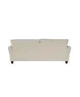 Slickblue Off-White Linen Three-Person Indoor Sofa for Elegant Living Room Seating