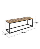 Simplie Fun Modern Acacia Wood Bench: Chic And Elegant Outdoor Retreat