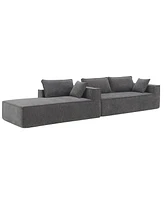 Simplie Fun 111.572" Minimalist Style Modular Sectional Sofa, Wrinkle-resistant Chenille Couch Set