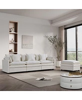 108.66" Modern Chenille L-shaped Sectional Sofa with Convertible Chaise, Comfy Cloud Couch Deep Sectional Sofa with Ottomans for Living Room