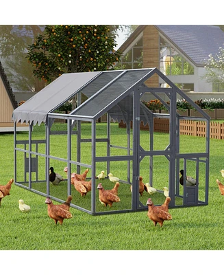 Simplie Fun Outdoor Chicken Coop Enclosures 110" Large Kitten Playpen, Upgrade Waterproof Cover-grey