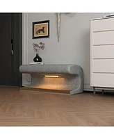 Entryway Bench Leather Upholstered Ottoman with Led sensor light for living room, bedroom, end of bed