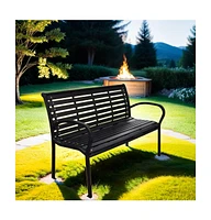 45.7in. Patio Bench Black Steel and Wpc