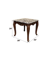 Streamdale Furniture Nayla End Table, Natural Marble & Cherry Finish