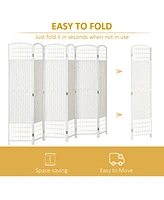 6 Panel Room Divider, Folding Privacy Screen, 5.6' Room Separator, Wave Fiber Freestanding Partition Wall Divider for Rooms, Home, Office, White