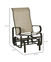 Outdoor Glider Chair, Gliders for Outside Patio with Smooth Rocking Mechanism and Lightweight Construction for Backyard, Tan