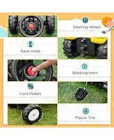 Streamdale Furniture Kids Ride On Excavator, Pedal Digger, Construction Truck with Horn for Kids and Toddlers 3+, Yellow