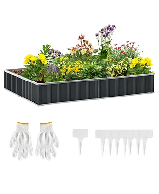 8.5' x 3' x 1' Raised Garden Bed, Galvanized Metal Planter Box for Vegetables Flowers Herbs, Dark Gray