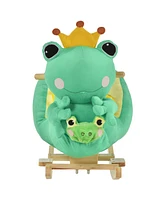 Kids Ride-On Rocking Horse Toy Frog Style Rocker with Fun Music, Seat Belt & Soft Plush Fabric Hand Puppet for Children 18-36 Months