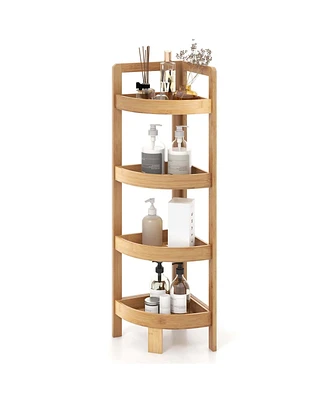 Costway 4 Tier Corner Shelf with Fall Prevention Rai Freestanding Corner Shelf for Bathroom