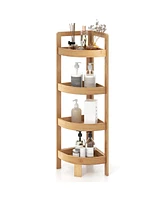 Costway 4 Tier Corner Shelf with Fall Prevention Rai Freestanding Corner Shelf for Bathroom