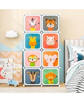 8-Cube Kids Wardrobe Baby Dresser Bedroom Armoire Clothes Hanging Closet with Doors