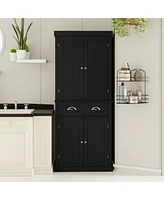 Streamdale Furniture 71" Kitchen Pantry Storage Cabinet, with 4 Doors, Drawer, 2 Adjustable Shelves, Freestanding Cupboard for Dining Room Living Room