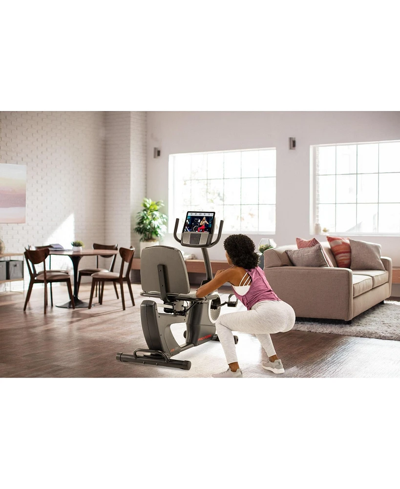 ProForm 325 Csx Recumbent Exercise Bike with 5 inch Display, Built-In Tablet Holder, and Fan