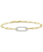 2-Pc. Set Diamond Paperclip Link Collar Necklace & Bracelet (1/4 ct. t.w.) in 14k Gold-Plated Sterling Silver