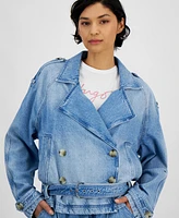 Boss Orange Women's Oversized-Collar Belted Jean Jacket