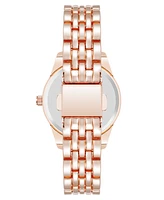 Anne Klein Women's Quartz Round Navy Coin Edge Rose Gold-Tone Alloy Metal Watch, 30mm