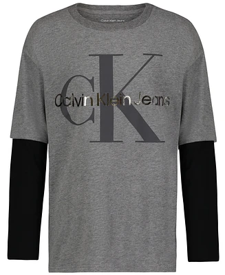 Calvin Klein Big Boys Fancy Long Sleeve Doubler T-shirt