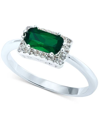 Charter Club Silver-Tone Green Stone & Crystal Halo Ring, Exclusively at Macy's