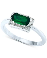 Charter Club Silver-Tone Green Stone & Crystal Halo Ring, Exclusively at Macy's