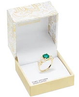 Charter Club Gold-Tone Green Stone & Crystal Marquise Cluster Ring, Exclusively at Macy's