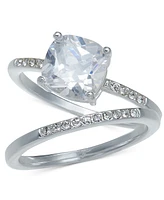 Charter Club Silver-Tone 2-Pc. Set Solitaire & Band Rings, Exclusively at Macy's