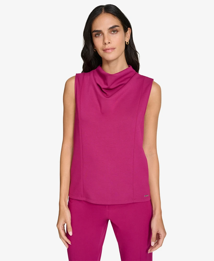 Calvin Klein Women's Drape-Neck Sleeveless Blouse