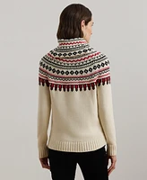 Lauren Ralph Lauren Women's Fair Isle Cotton Turtleneck Sweater, Regular & Petite