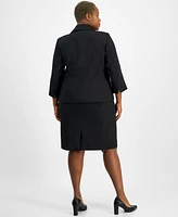 Le Suit Plus Button-Front Boxy Jacket & Sheath Dress