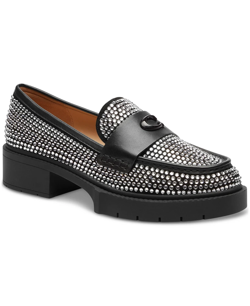 Coach Women's Leah Crystal Platform Lug Loafer Flats