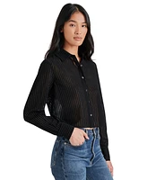 Steve Madden Women's Noelle Velvet Striped Shirt