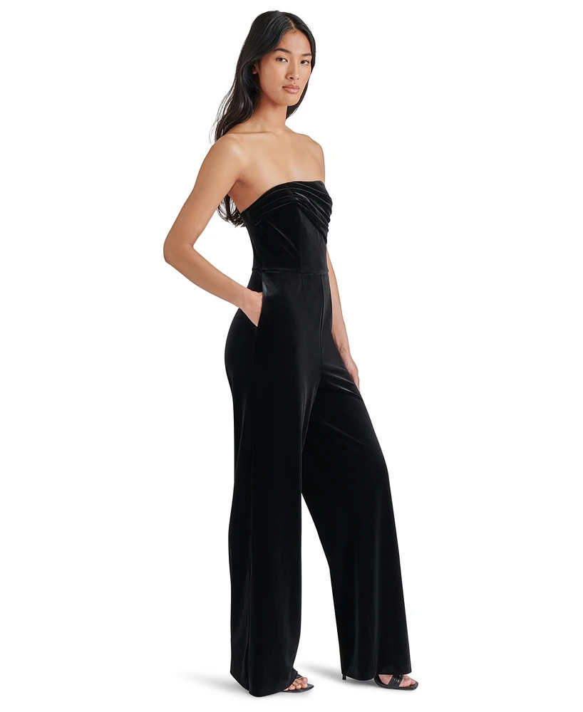 Steve Madden Women's Swanilda Velvet Wide-Leg Jumpsuit