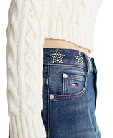 Tommy Jeans Women's Cotton Studded Star Denim Mini Skirt