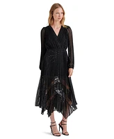 Steve Madden Women's Ari Lace Pleated Handkerchief-Hem Dress