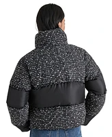 Steve Madden Women's Snowdrop Tweed-Mix Puffer Jacket