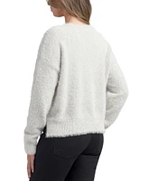 Bcx Juniors' Solid Long-Sleeve Cropped Crewneck Sweater