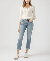 Silver Jeans Co. Women's Boyfriend Mid Rise Slim Leg Luxe Stretch