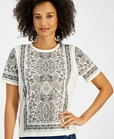 Nautica Jeans Women's Paisley Crewneck Short-Sleeve Top