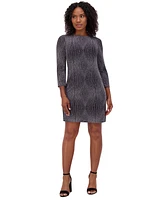 Jessica Howard Petite 3/4-Sleeve Glitter-Knit Sheath Dress