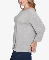 Ruby Rd. Plus Size Embellished Dew Drops Glitter Knit Top