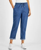 Nautica Jeans Women's Chambray Cuffed Jogger Pants