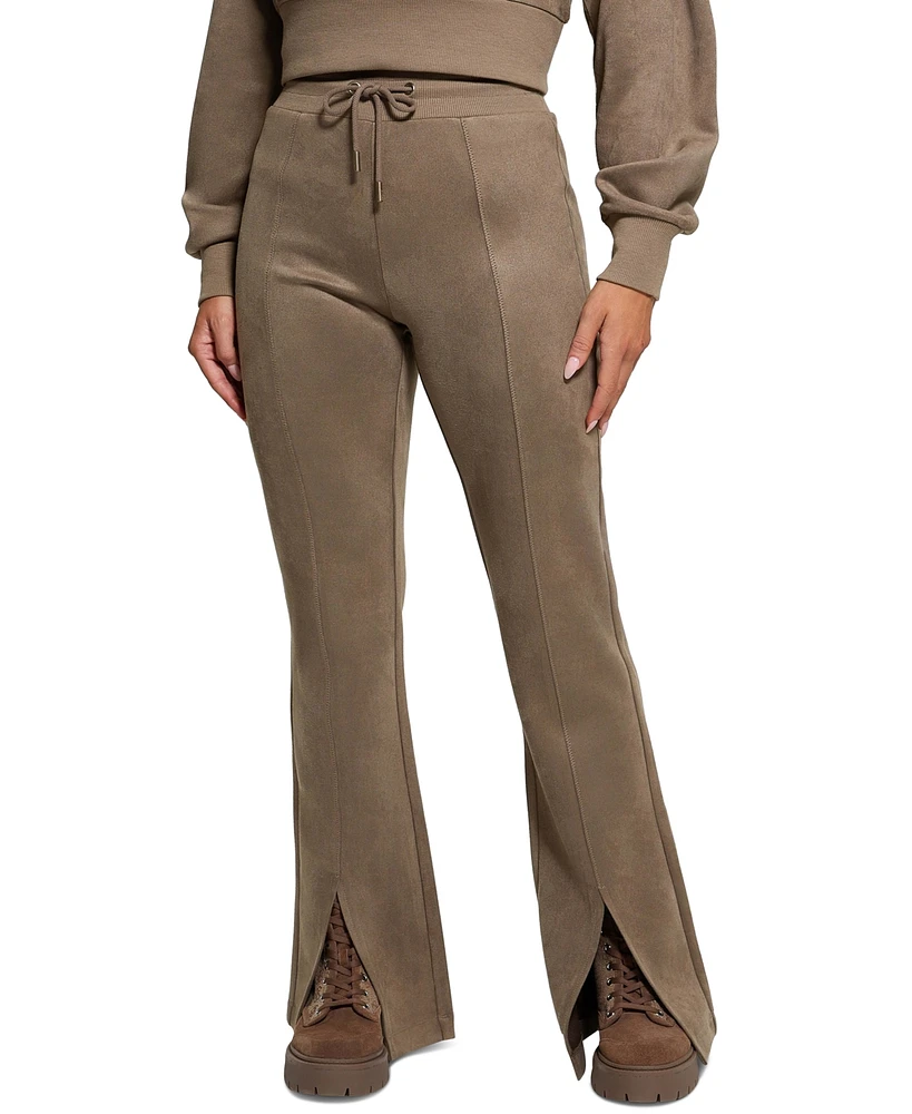 Guess Women's Scuba Suede Slit-Front Tie-Waist Pants